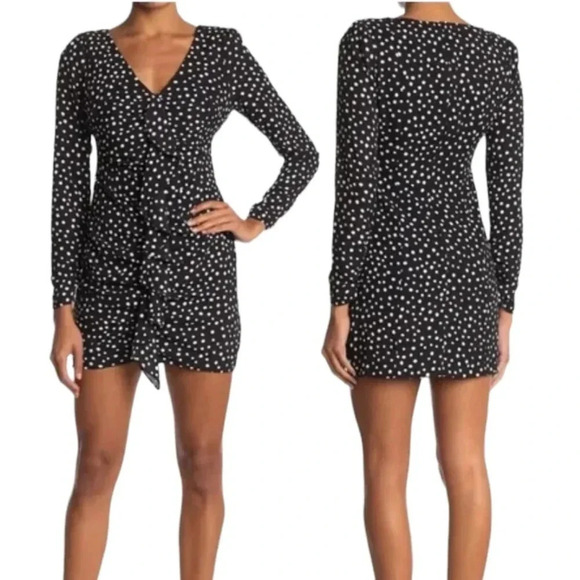 Likely Corinne Ruffle Front Polka Dot Mini Dress Black Size 00 NWT - Picture 9 of 9